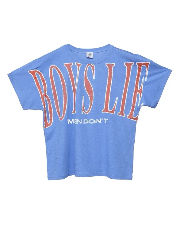 Boys Lie Blue Top with Orange White Lettering - Image 2