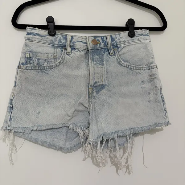 Free People We the Free Women Light Wash Blue Denim Jean Shorts 25 Festival New - Image 2
