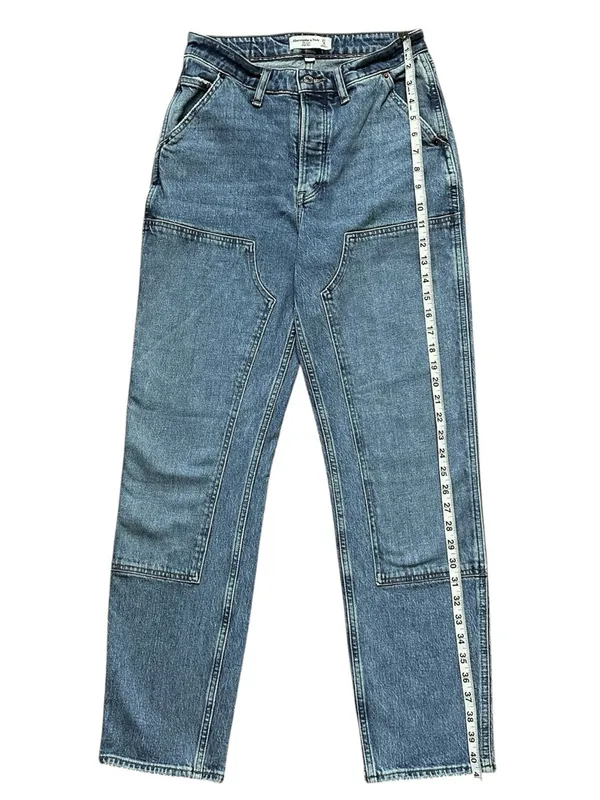 Abercrombie & Fitch Curve Love The Dad High Rise Double Knee Straight Jeans Sz 4 - Image 10