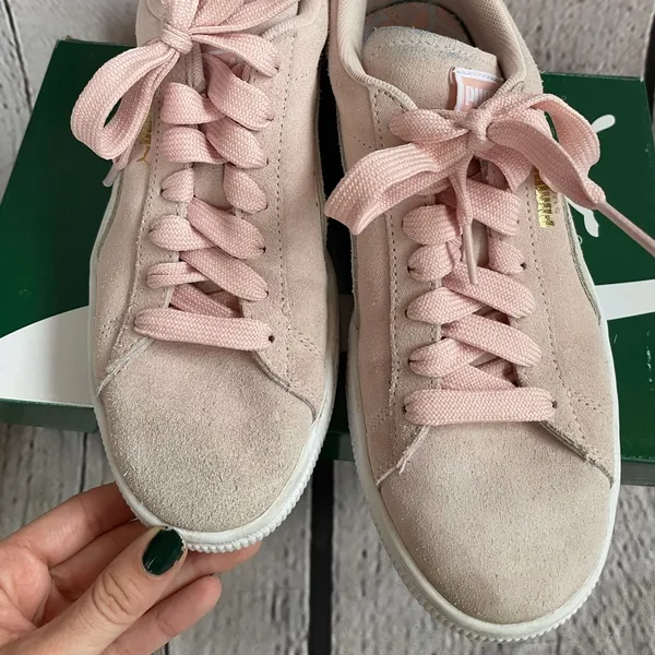 MOVING SALE! Blush pink and cream Puma suede classic sneakers! - Image 2