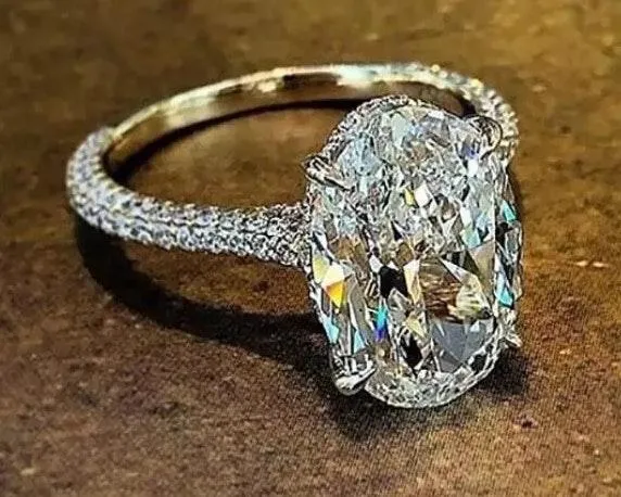 925 Oval Ring Diamond 3ct Single Solitaire Diamond Engagement - Image 4