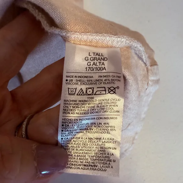 Old Navy Linen L Tall Blend Smocked Back Square Neck Mini Dress Tan‎ Beach Vacay - Image 4