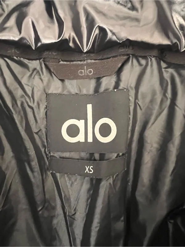Alo Yoga Glossy Stunner Puffer Hooded Jacket Fall Coat Black Size XS - Image 8