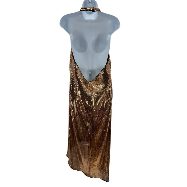 Lovers + Friends Duchess Sequin Dress‎ XL NWT Gold Halter Midi Party Cocktail - Image 7