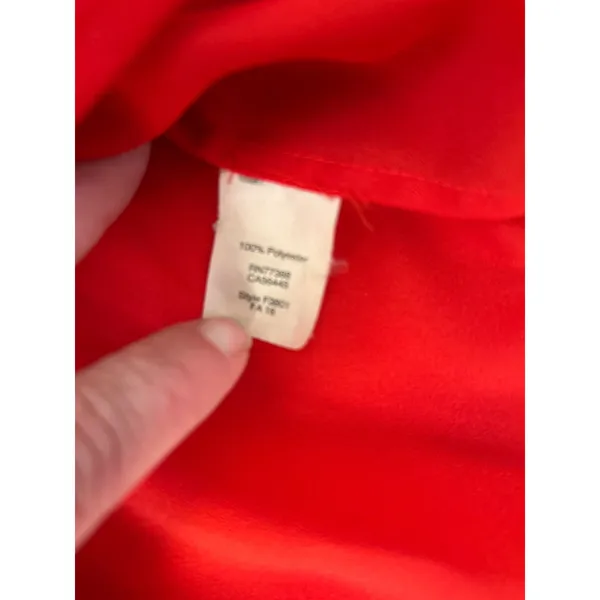 J Crew Red V Neck Long Sleeve Pleated Casual Blouse Top Women‎ Size M Holiday - Image 5