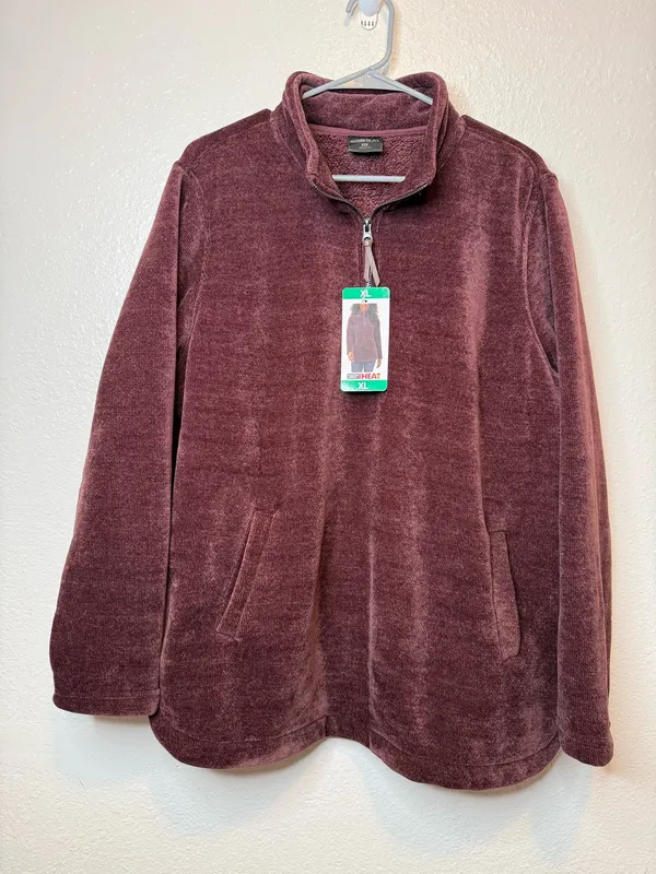 32 Degrees Heat Burgundy Purple Quarter Zip Pullover Cozy Size XL New Winter - Image 3