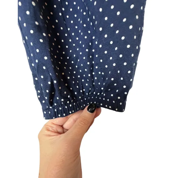 Gap Love by Gap Pajama Pants Women Small Navy Blue Polka Dot Loungewear Joggers - Image 7