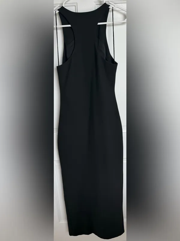 Elizabeth and James Black Maxi Column‎ Dress Lace-Up Side Slit Size 4 - Image 2
