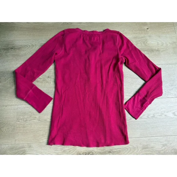 EUC Womens American Eagle y2k vintage henley thermal pink stretch size M - Image 2