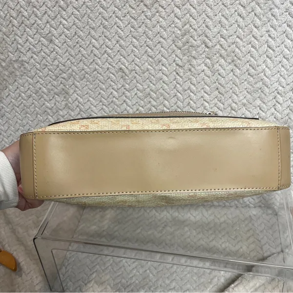 Liz Claiborne Y2K Tan Monogram Straw‎ Texture Preppy Shoulder Bag - Image 6