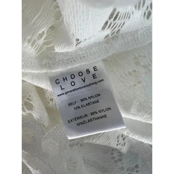 Generation Love White Floral Lace Puff Sleeve Cropped Top Size XXS - Image 8