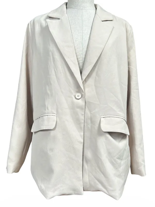 Peppermayo Italian Cities Oversized Tan Blazer Size US 8 Officewear Quiet Luxury - Image 2