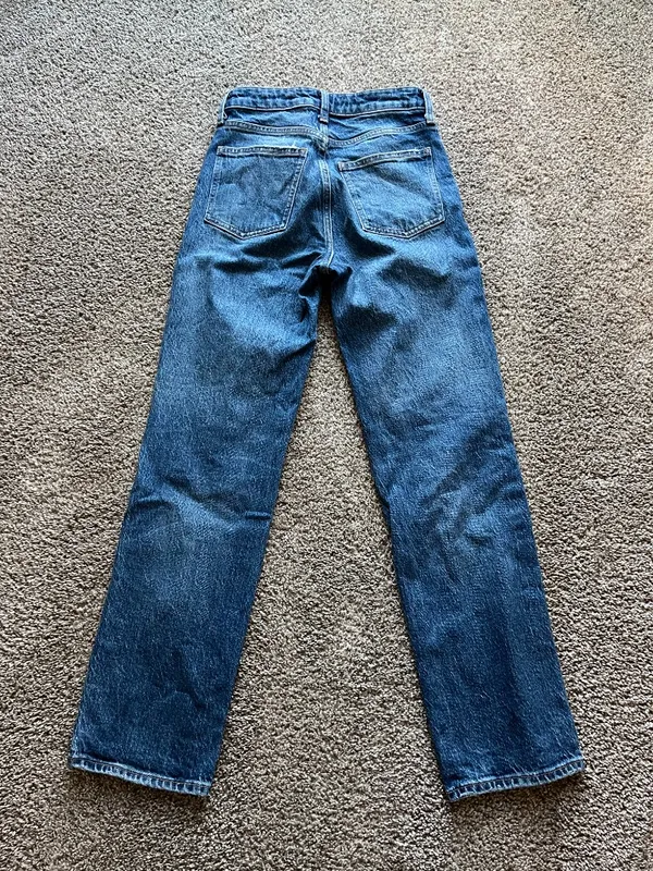 Aritzia Denim Forum Uma High-rise Straight Jeans Size 25 Vintage Dark Blue Zip - Image 5