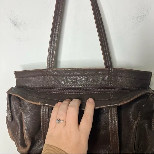 J. Jill brown leather shoulder bag medium‎ size 12.75” x 11” - Image 7