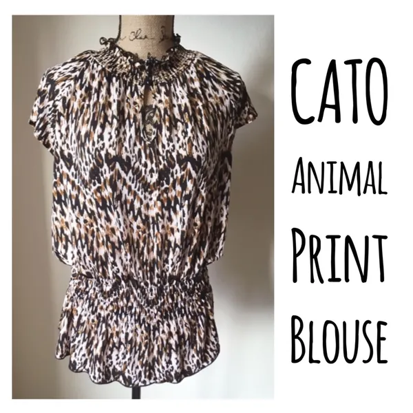 Bundle 4/$25 Offer! CATO Animal Print Blouse - Brown and Black Size XL - Image 8