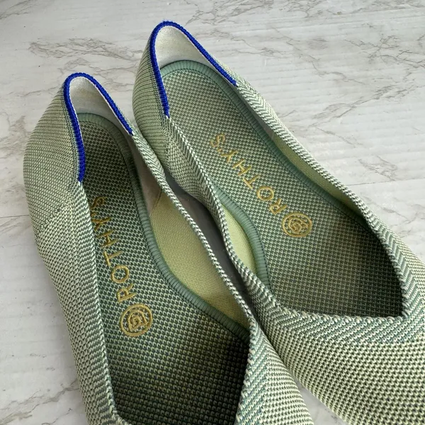 Rothy's The Point Shoes Womens Size 7.5 Green Knit Flats‎ Washable Eco Friendly - Image 5