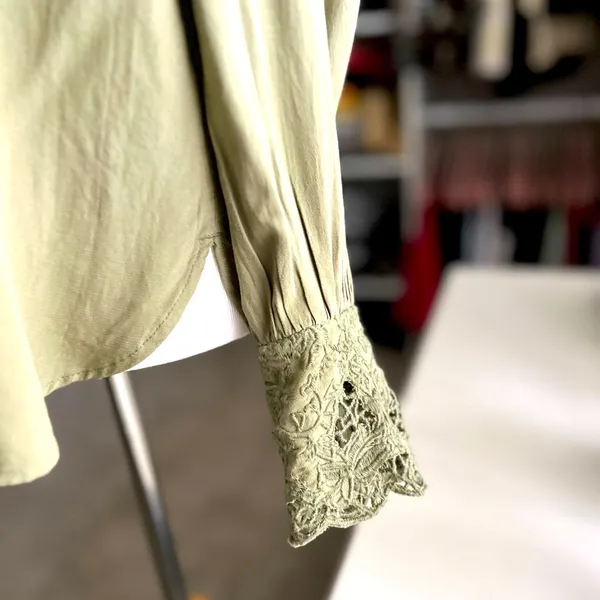 LOFT Olive Green Lace Top Small NWT - Image 2
