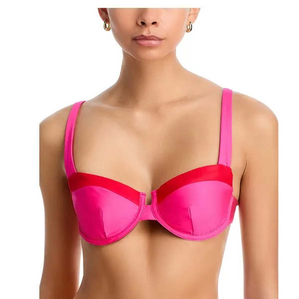 AQUA Swim Fuchsia Red Colorblock Underwire Bikini Set L FCH-1559H FCH-1623F - Image 2