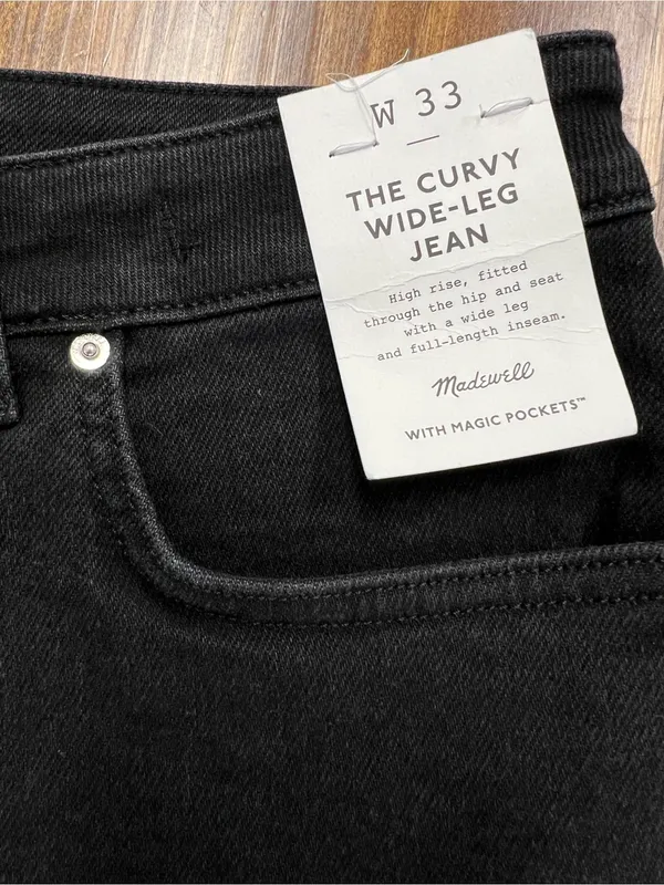 Madewell The Curvy Wide-Leg Jean in Black Frost Super Stretch Size 33 NWT - Image 10