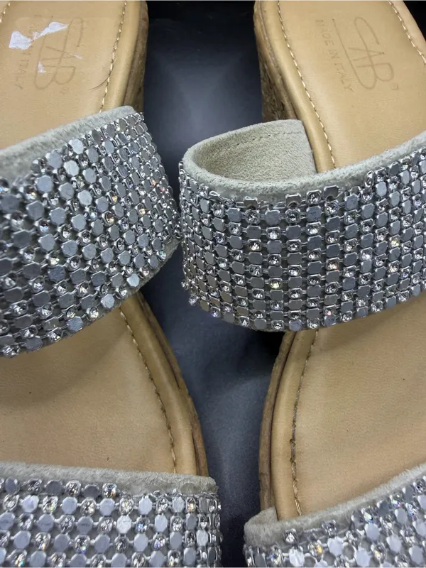 FAB Made in Italy Rhinestone Wedge Sandals - Image 3