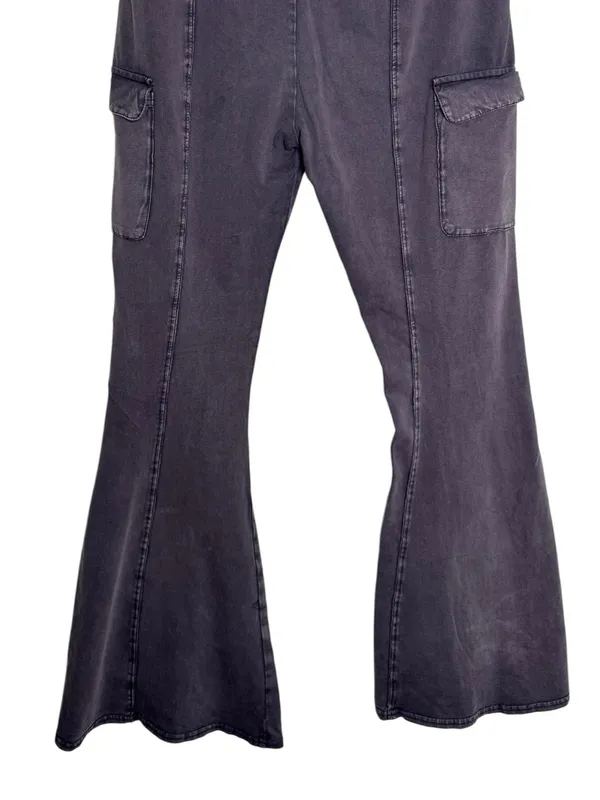 Out From Under Aria Cargo Flare Pants Washed Grey Medium Lounge Urban Outfitters - Image 9