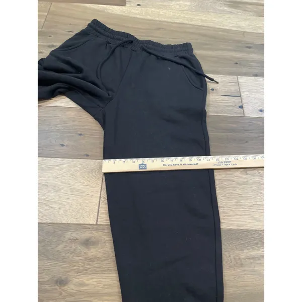 Zenana Black Fleece‑Lined Sweatpants Cotton Blend Size L Athleisure High Rise - Image 7