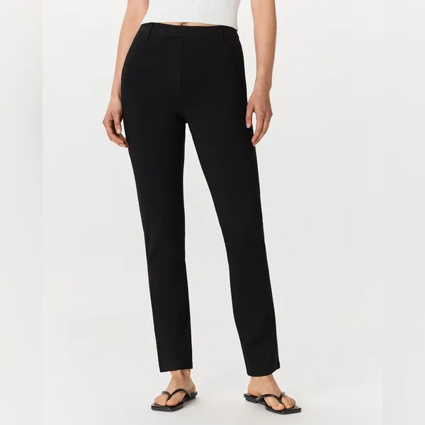 NWOT Quince women's ultra-stretch ponte Black straight leg Pants Sz M 32” inseam - Image 2