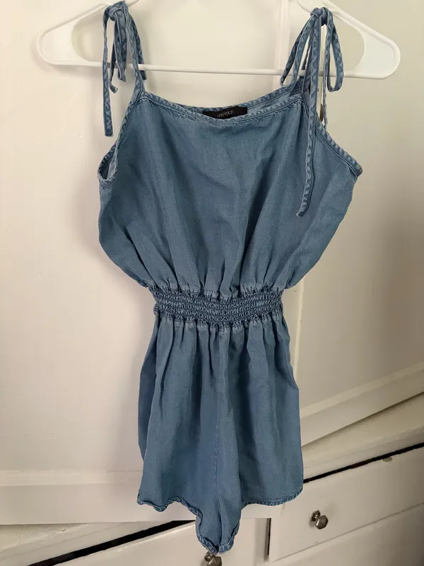 Forever 21 Blue Denim Romper Size S - Image 6