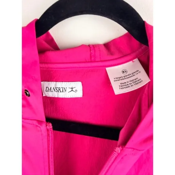 Danskin Hooded Half Zip Active Windbreaker Jacket Pink XL - Image 4