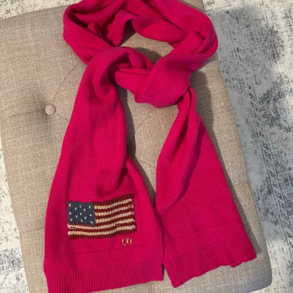 Lauren Ralph Lauren Hot Pink American Flag Scarf - Image 2