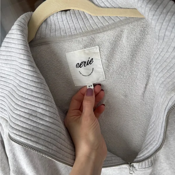 Aerie 1/4 half zipped sweatshirt Quarter Pullover Sweater oversized Cotton Cozy - Image 3
