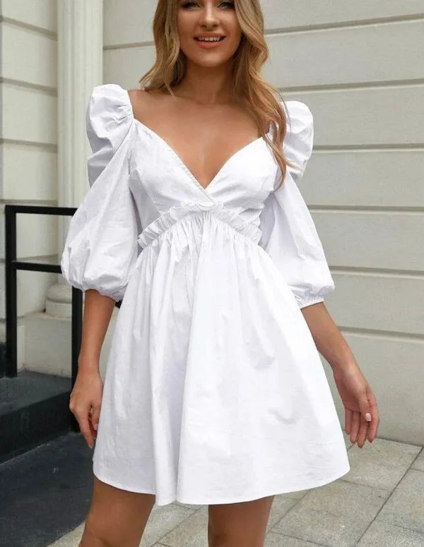 White Mini Dress Size M - Image 2