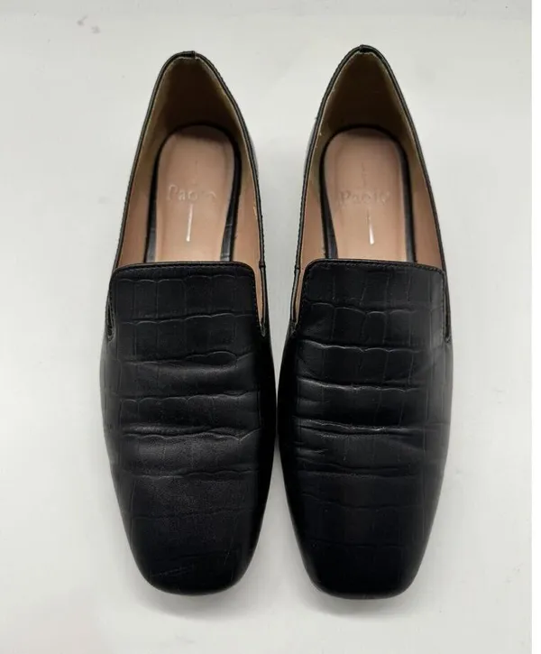 Linea Paolo Missy Black Leather Slip On Square Toe Loafers Women’s Size 7 - Image 4