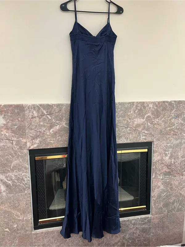 Reformation Neva Silk Dress Navy Size 8 - Image 7
