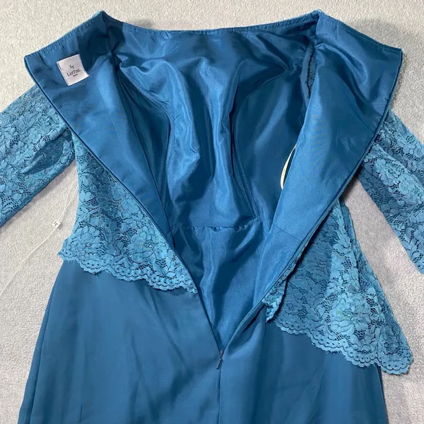 LanTing Formal Maxi Dress Women Teal Blue Lace Chiffon Mother of Bride Gown NWOT - Image 5