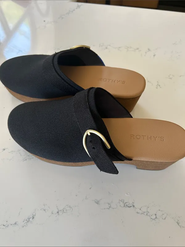 Rothy’s The Buckle Clog, Black, Size 12, New stickers in bottom. No box - Image 5