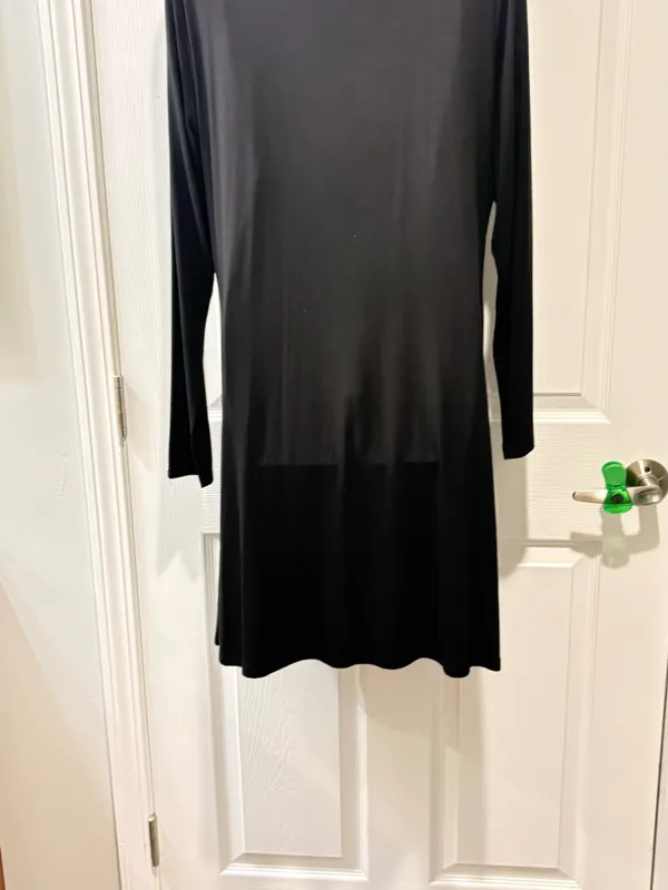 Betabrand Women’s Black Long Sleeve A-Line Dress Size Large Pockets - Image 4