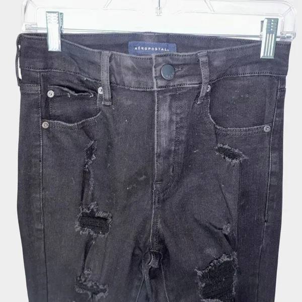 Aeropostale High Rise Jeggings Size 8 Distressed‎ Denim Grunge Punk Streetwear - Image 9