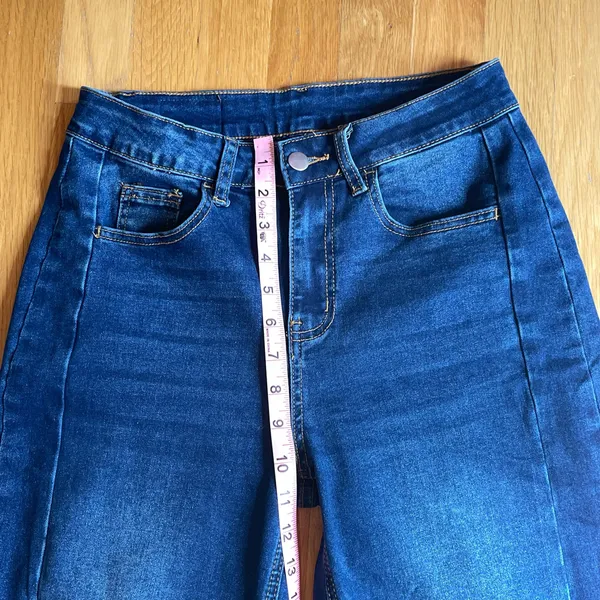 SIDEFEEL Women’s Size 6 High Rise Wide Leg Jeans Dark Wash Raw Frayed Hem - Image 7