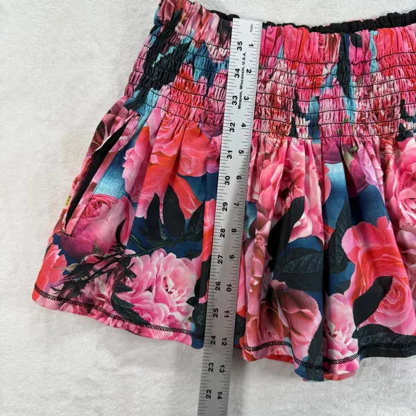 Lululemon Hot Hitter Skort Secret Garden Hot Pink Roses‎ Floral Smocked Waist 2 - Image 3