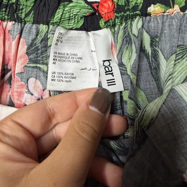 Bar III Black Tropical Floral Strapless Split Leg Jumpsuit Medium - Image 8