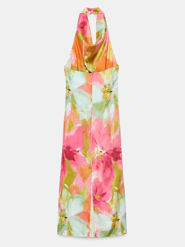 ZARA Floral Halter Midi Dress in Pink and Yellow - Image 8
