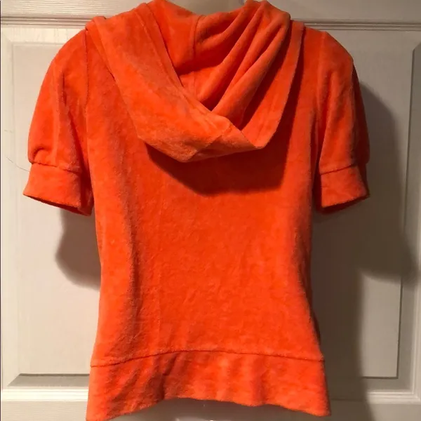 Juicy Couture Puff Sleeve Hoodie Orange Terry M - Image 7