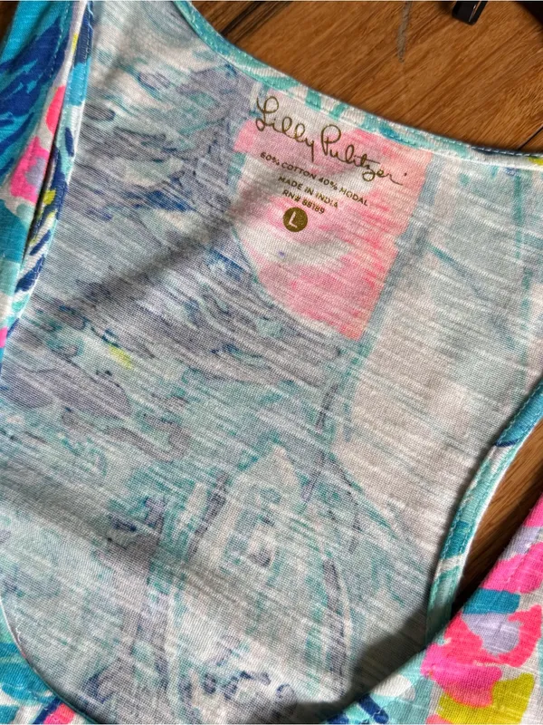 Lilly Pulitzer Tideline Tank Dress "Hey Bay Bay" sailboat print smocked waist - Image 3