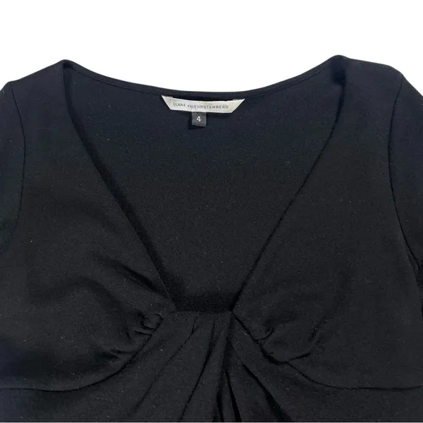 Diane Von Furstenberg Athena Black Wool Knee Length Dress Size 4 EUC - Image 7