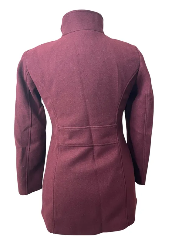 Vince Camuto Tailored Full Zip Snap Closure Pea Coat - Burgundy - Image 2