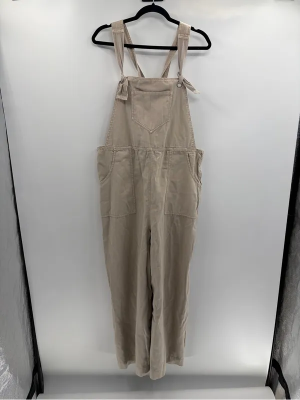 Anthropologie cream Wideleg carpenter summer overalls jumpsuit size xl NWT - Image 2
