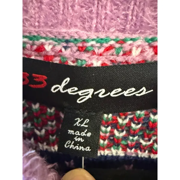Women’s XL Pink Christmas Sweater Snowflake design Fuzzy Knit Holiday nwt - Image 3