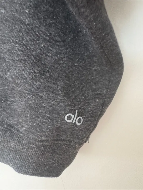 ALO Yoga Realm Charcoal Short-Sleeve Hoodie Pullover- Large - Image 5