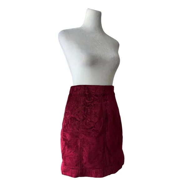 Free People Red Velvet Mini Skirt - Image 6